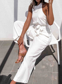 Wide Leg Straight High Waist Casual Jumpsuit