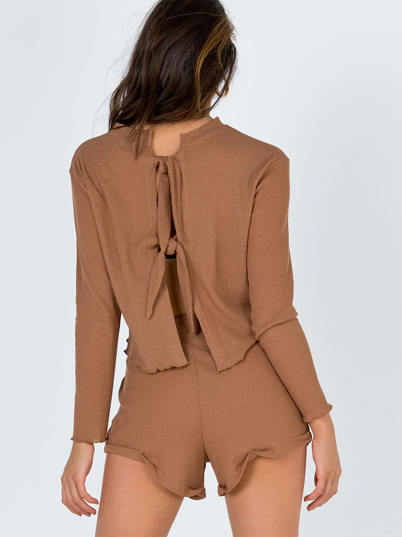 Back Straped Tops High Waist Shorts Casual Two-Piece Suit