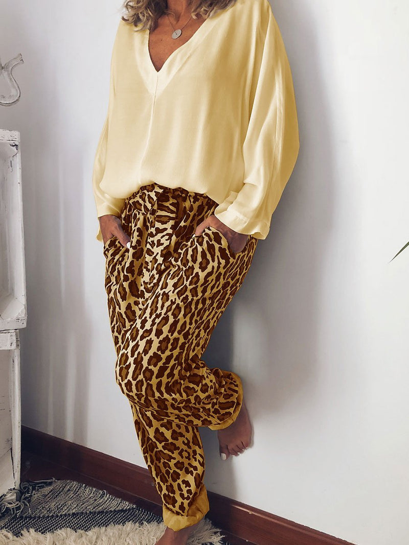 Casual Leopard Print Suit