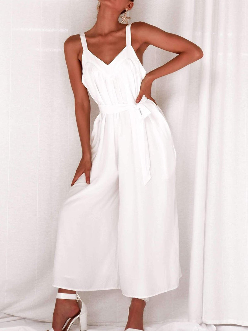 Casual Wide-Leg Halter Jumpsuit