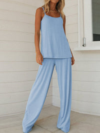 Simple Casual Loose Sling Top Pants Set