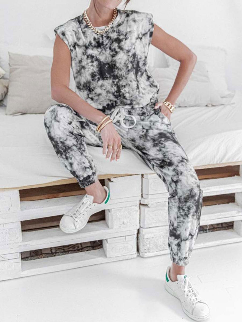 Fashionable Casual Simple Loose Shirt Pants Tie Dye Suit