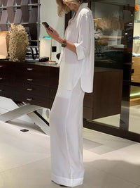 Casual Loose Solid Color Lapel Two-piece Suit