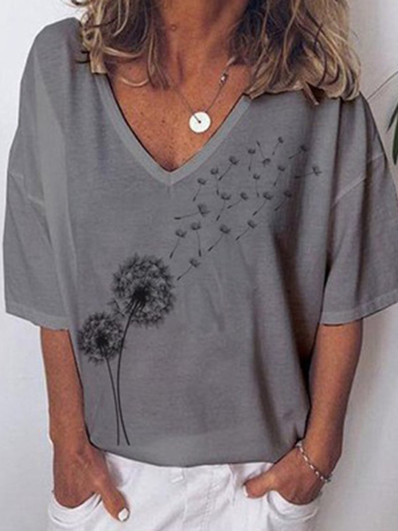 Dandelion Daisy Print Women's Tops