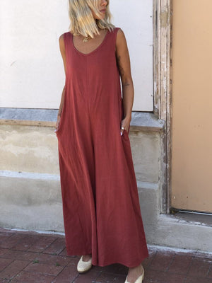 Loose Solid Color Jumpsuit