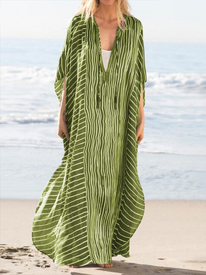 Women's Fashion Loose Striped Beach Maxi Dress