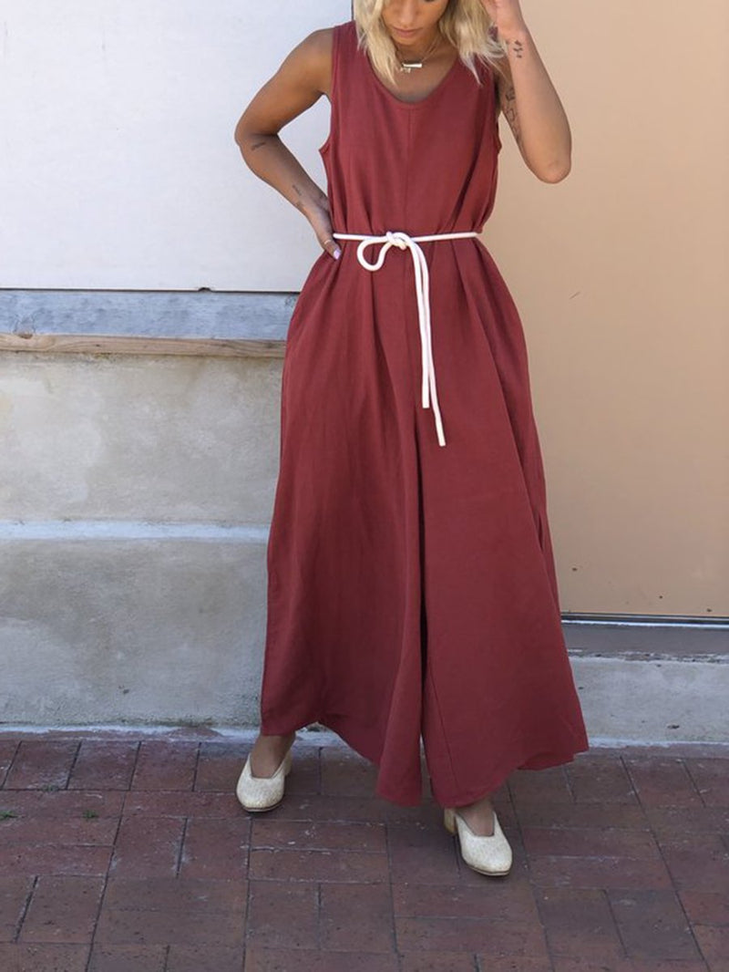 Loose Solid Color Jumpsuit