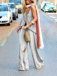 Simple Casual Loose Sling Top Pants Set