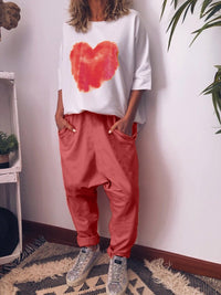 Fashion Casual Loose Love T-Shirt Pants Suit