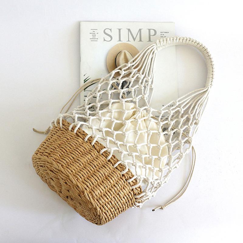 Fashion Holiday Beach Cotton Rope Woven Handbag