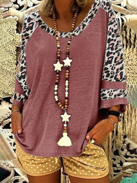 Women's Leopard Print Short Sleeve T-Shirt And Shorts Set