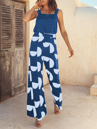 Simple Casual Loose Sling Top Polka Dot Pants Suit