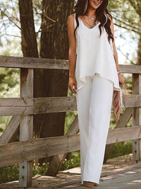 Casual Loose Strap V-neck Two-piece Suit