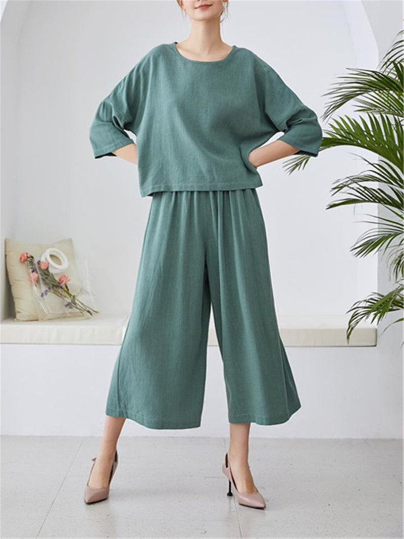 Fashion Casual Solid Color Loose Pants Suits