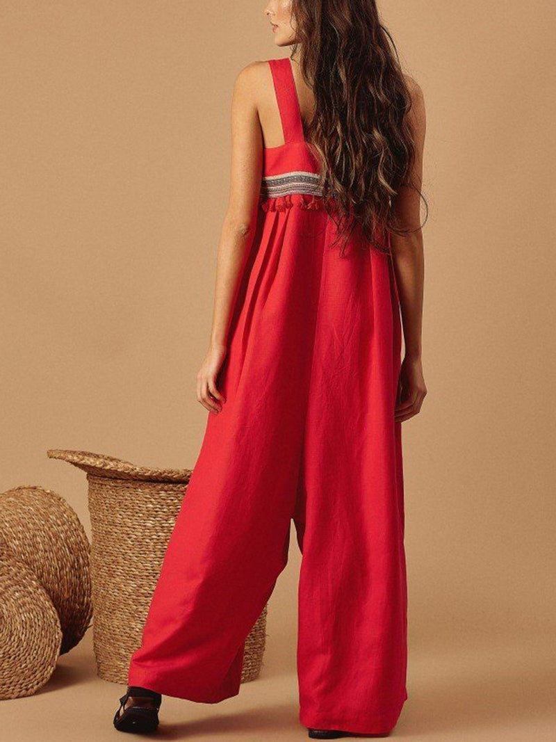 Fashion Solid Color Sleeveless Slip Jumpsuits