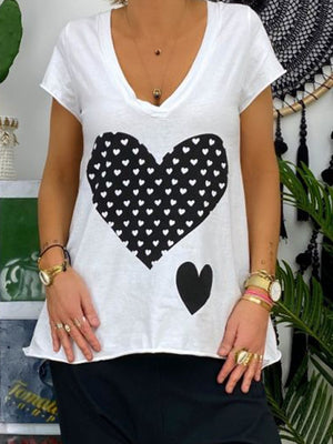 Heart-Shaped Print Sweat Women's Tops