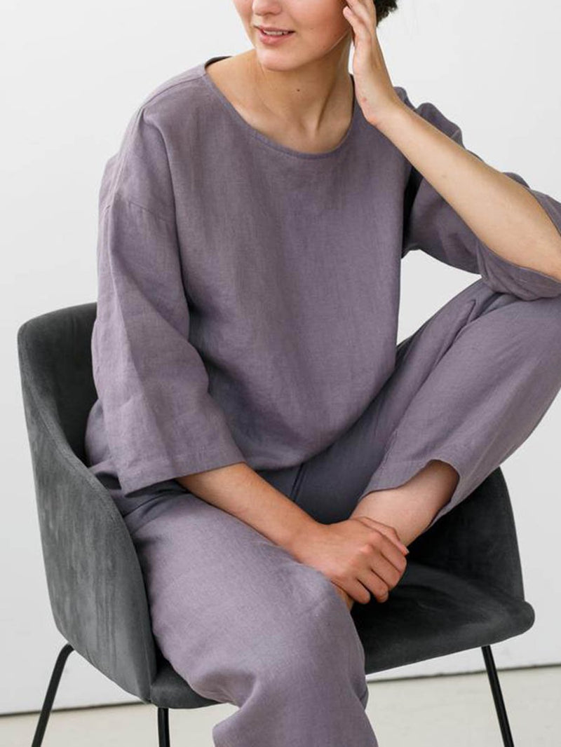 Cotton And Linen Loose Leisure Suit