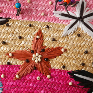 Embroidered Starfish Straw Bead Weave Women's Bag