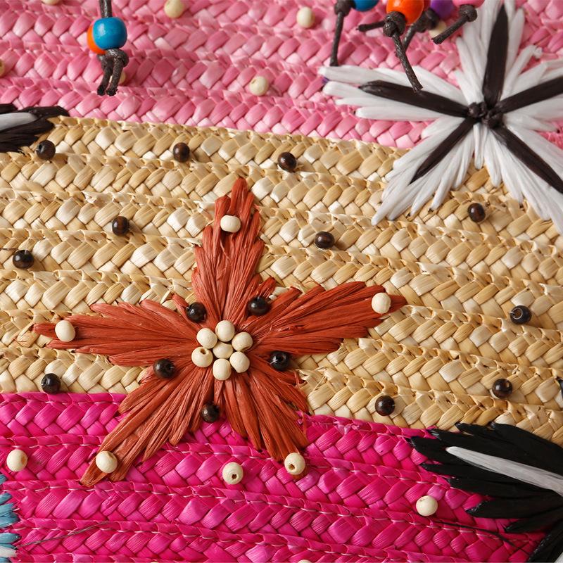 Embroidered Starfish Straw Bead Weave Women's Bag