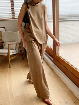 Elegant Sleeveless Pure Color Women's Suit