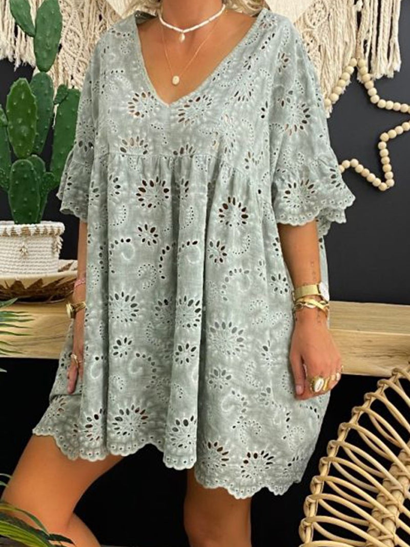 Plus Size Lace Hollow Loose Women's Tops