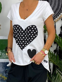 Heart-Shaped Print Sweat Women's Tops