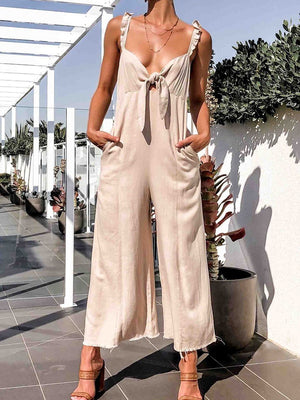 Sling Deep V Wide-legged Jumpsuit