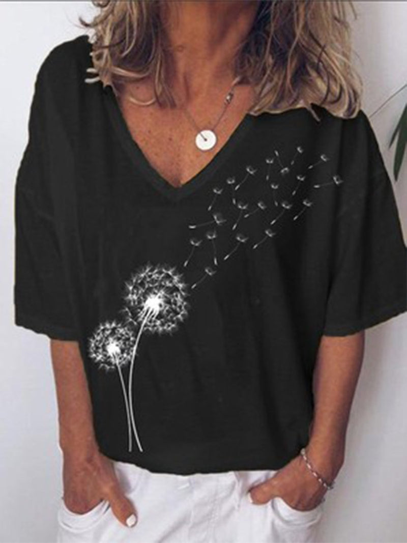 Dandelion Daisy Print Women's Tops