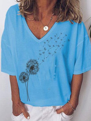 Dandelion Daisy Print Women's Tops