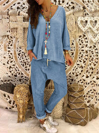 Casual Wild V-neck Two-piece Suit