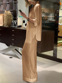 Casual Loose Solid Color Lapel Two-piece Suit