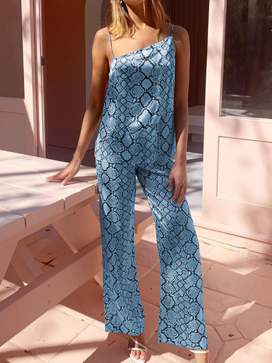 Casual Loose Snake Pattern Two-piece Suit