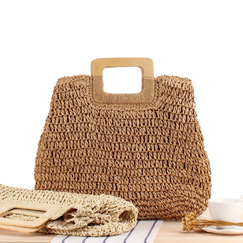 Vintage Hand-Woven Portable Cutout Straw Bag