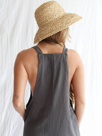 Linen Overalls Casual Jumpsuit with Pocket