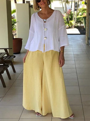 Plus Size Loose Shirt Wide Leg Pants Women's Suit