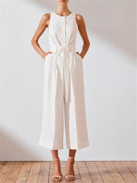 Fashion Simple Solid Color Single Breasted Jumpsuits