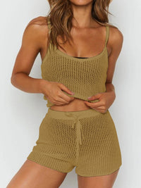 Fashion Camisole Solid Color Two-piece Suit