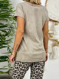 Simple Casual Loose Top Leopard Pants Set