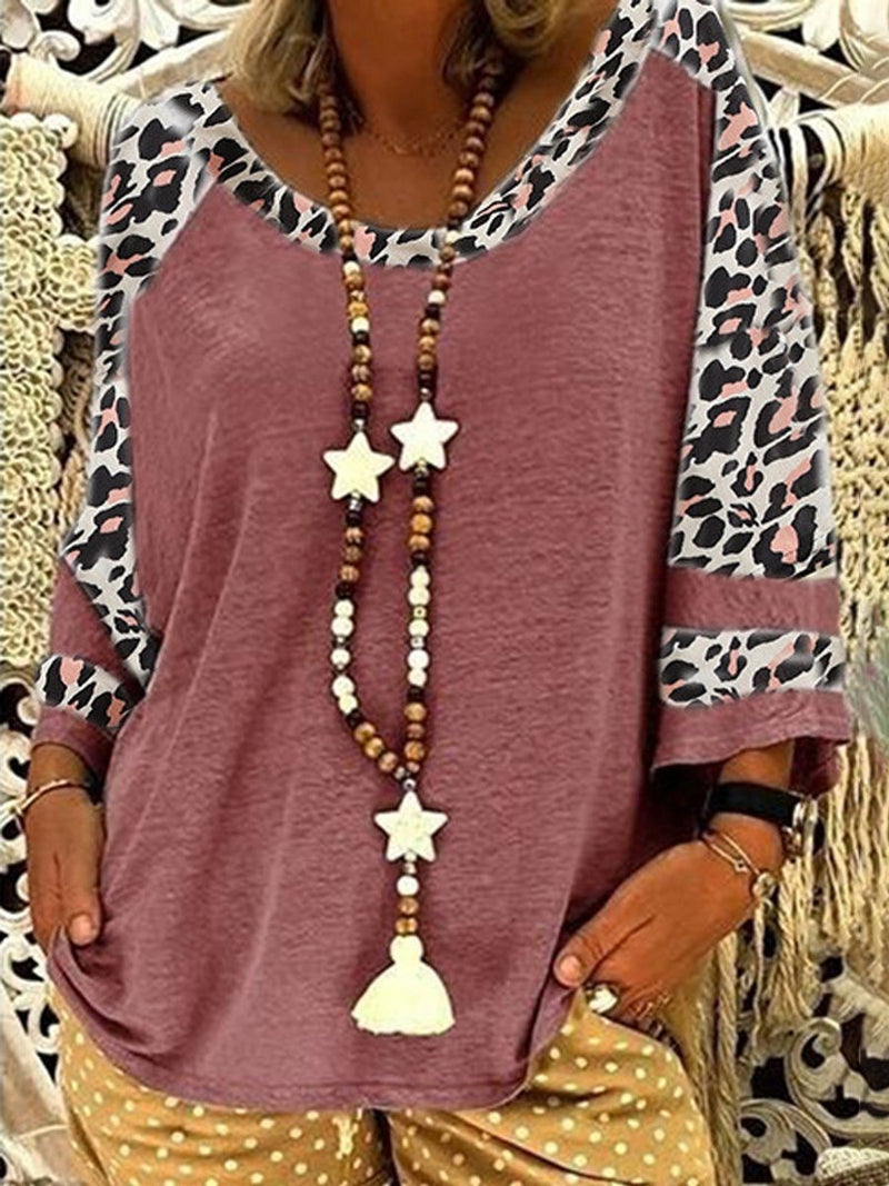 Women's Leopard Print Short Sleeve T-Shirt And Shorts Set