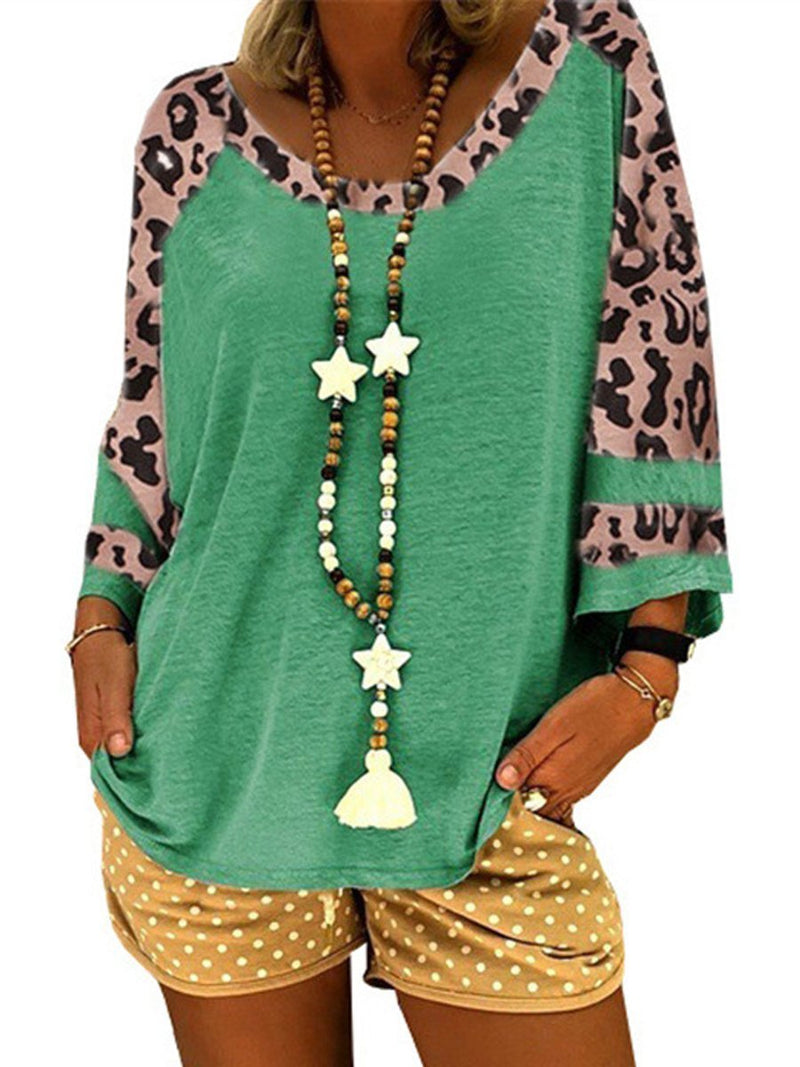 Women's Leopard Print Short Sleeve T-Shirt And Shorts Set