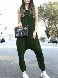 Casual Loose Sleeveless Solid Color Jumpsuit