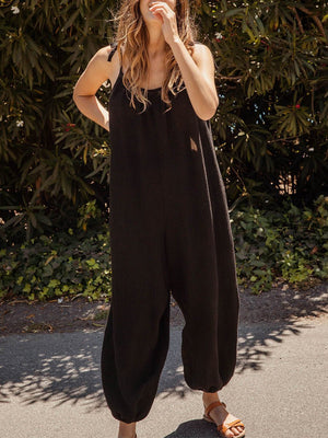 Solid Color Casual Loose Jumpsuit