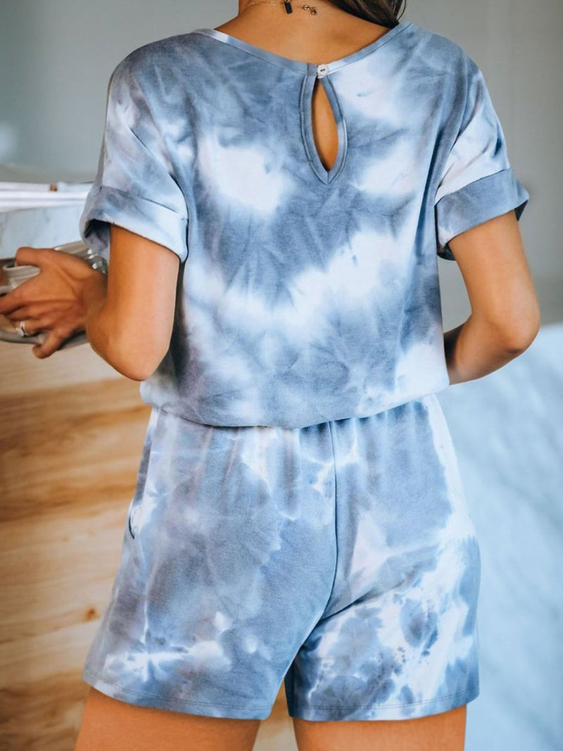 Fashion Round Neck Tie-dye Casual Suit