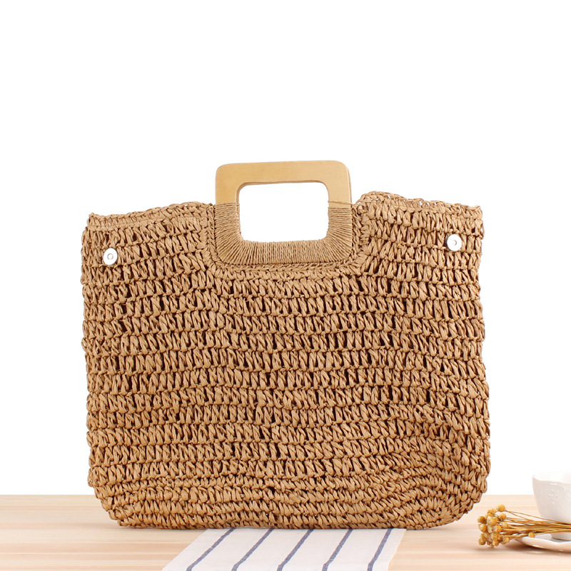 Vintage Hand-Woven Portable Cutout Straw Bag