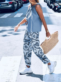 Casual Loose Top Floral Pants Suit