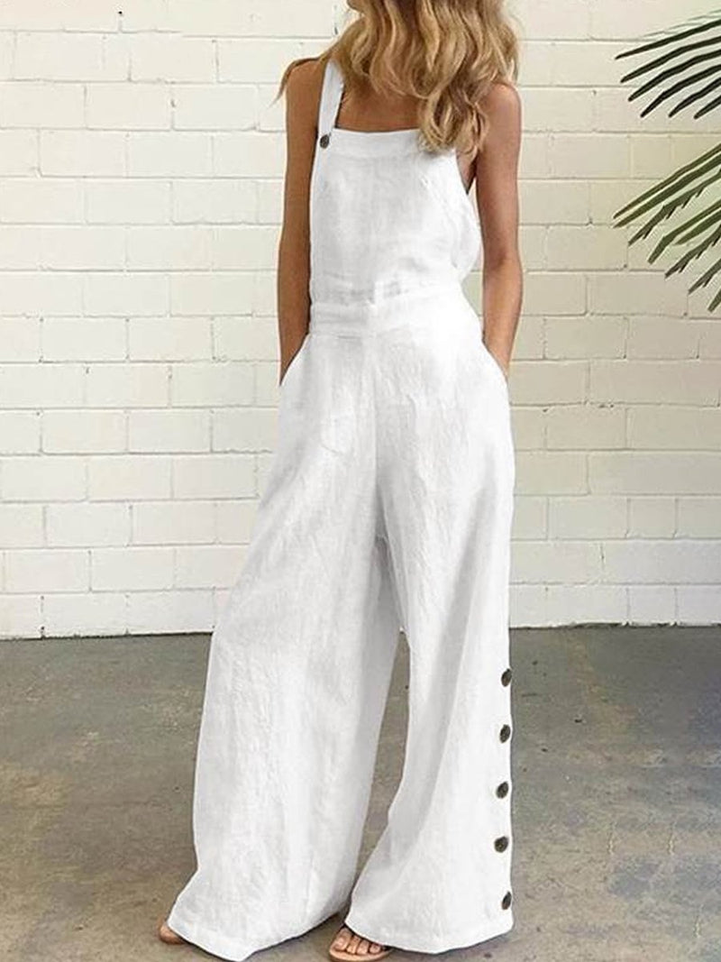 Women's Fashion Casual Square Collar Sleeveless Jumpsuit