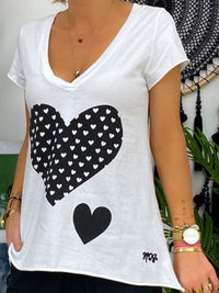 Heart-Shaped Print Sweat Women's Tops