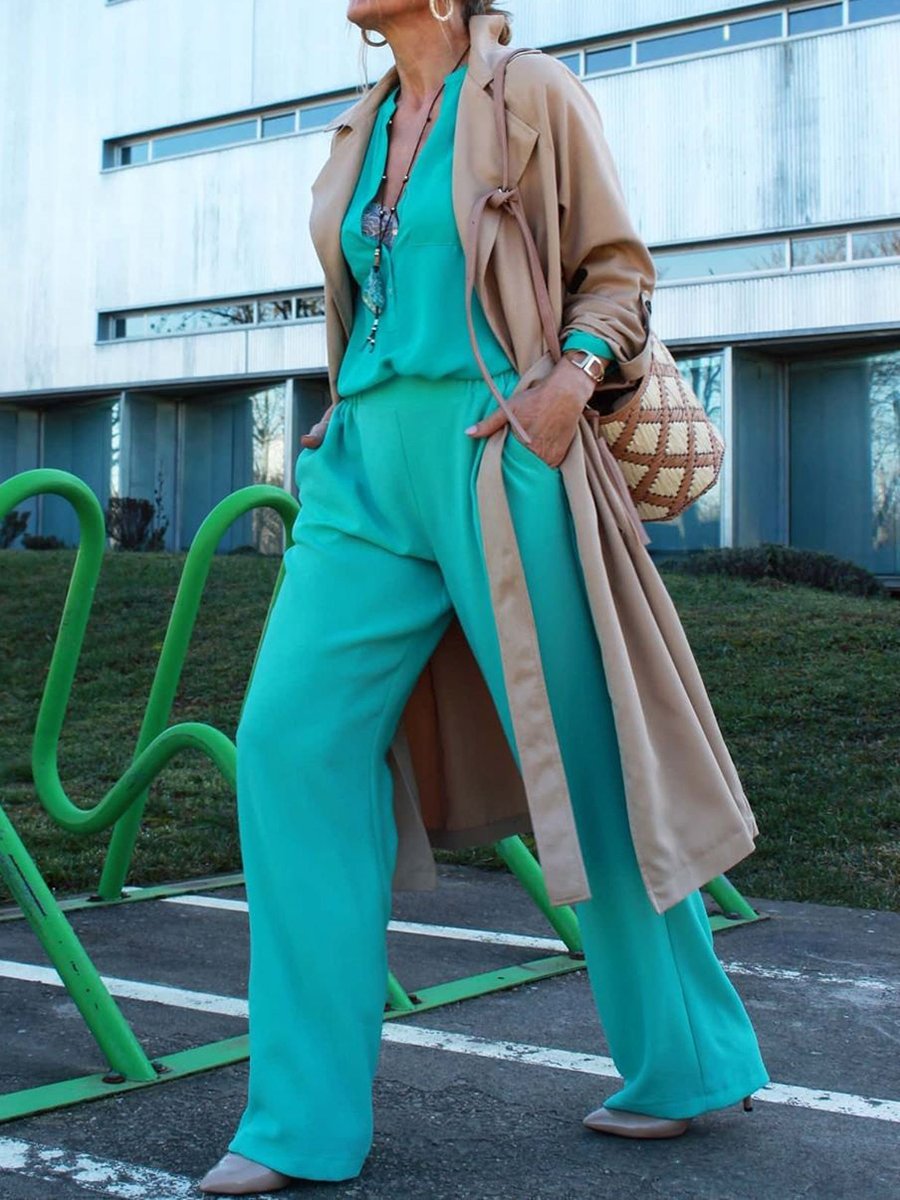 Casual Loose Solid Color Two-piece Suit