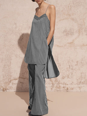 Striped Loose Strap Suit