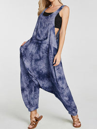 Vintage Tie-Dyed Pocket Casual Harem Romper Jumpsuit